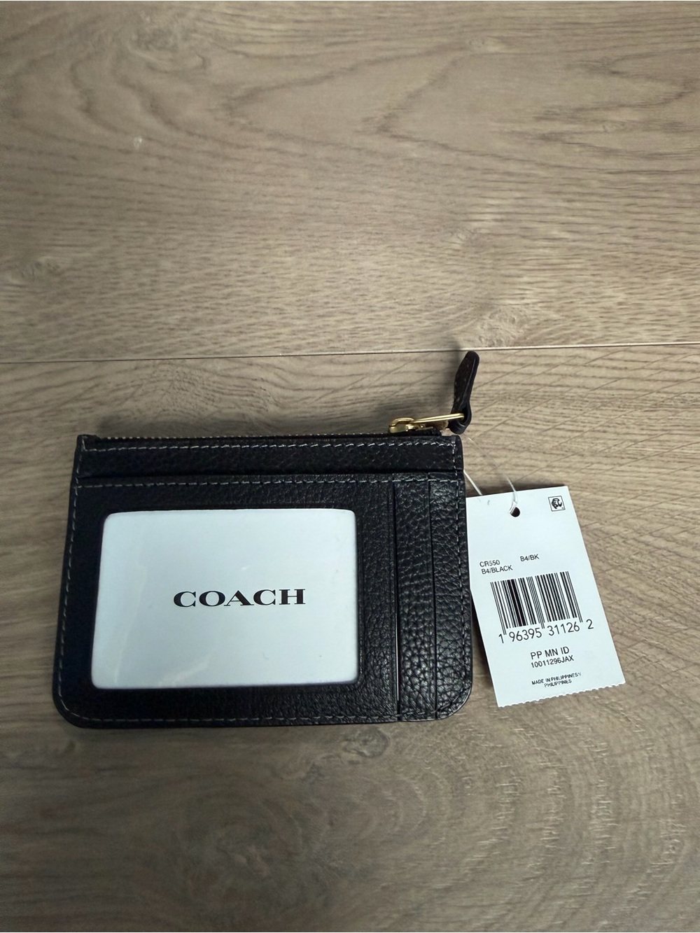 Coach Black Pebbled Leather Essential Mini ID Card Case with Gold 'C' Hardware - Picture 2 of 2